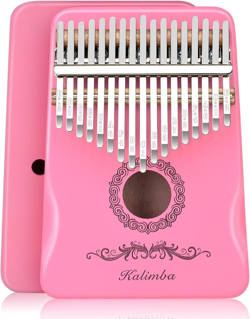 Flyott Kalimba Thumb Piano 17 Keys, Finger Piano Musical Instruments, Mbira Music Kids Gifts Adult Beginners Hand Pianos (Pink) - Image 1